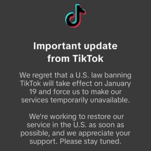 TikTok通知美国用户将暂停服务